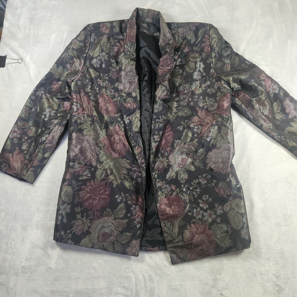 C'est Simon 80s Floral Women's Blazer Jacket Retro Vintage Goth Rivival‎ Size 6